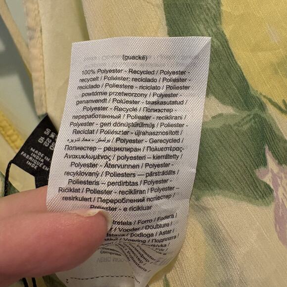 NWT Lemon Print Midi Dress Women 18 Yellow Vero Moda Curve Sheer Flutter Sleeve - Picture 13 of 16